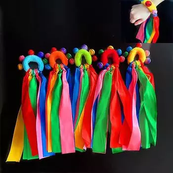 1 шт. Детская лента на запястье, командный спортивный помпон, чирлидинг, большой помпон, клубный танцевальный реквизит, эластичный браслет с эластичной веревкой