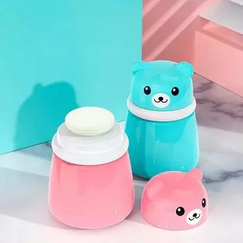 1 шт. Детская пудреница-тальк в коробке, милый дизайн с рисунком медведя из мультфильма, портативная, для путешествий на открытом воздухе, домашняя коробка для хранения