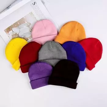 1 шт. Детская шапка, милая шапочка для мальчиков и девочек, унисекс, мягкая шапка, зимняя теплая детская, горячая распродажа, вязаная крючком, хлопковая, эластичная шапка