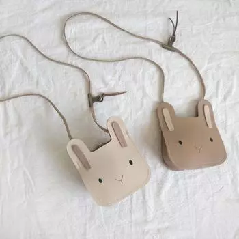 1 шт., детская сумка-мессенджер для девочек и мальчиков, модная сумка через плечо с мультяшным кроликом, портативная дорожная сумка для монет с зеркалом и кисточкой