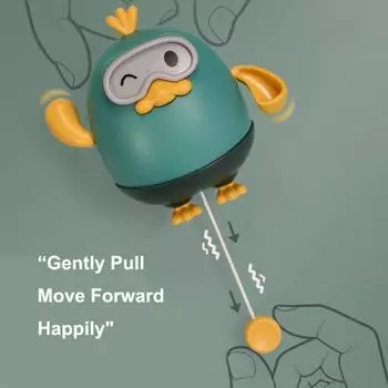 1 шт. детская ванна для мытья, вытягивающая веревка, маленькая утка, детская летняя ванная комната, плавание, заводная игрушка зелёный