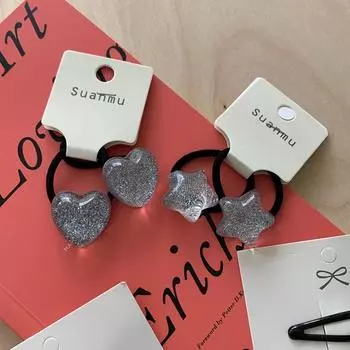 1 шт. детские эластичные резинки для волос для детей сверкающие розовые резинки для волос в виде звезд и сердец мультфильм милые аксессуары для волос своими руками головные уборы для девочек