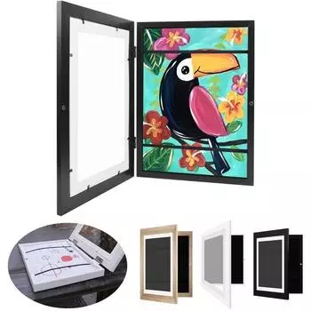 1 шт. детские художественные рамки, откидная рамка, деревянная магнитная передняя открывающаяся раскладушка, рамка для хранения A4, бумага для рисования, картина чёрный