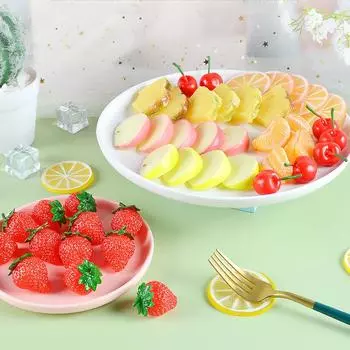 1 шт. детские игрушки, ломтики фруктов, клубника, лимон, ананас, ПВХ, поддельные фрукты, аксессуары ручной работы