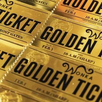 1 шт. Детские подарки Wonka Charlie Шоколадный золотой билет Аниме Золотой ваучер Брошь Значки на булавках Металлические значки Коллекция закладок A2