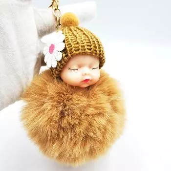 1 шт., детский мультяшный женский меховой шарик для сна, игрушка, кукла, брелок, сумка, милый кулон, плюшевый, пушистый хаки