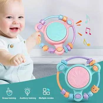 1 шт. детский музыкальный инструмент игрушки для раннего развития музыкальный световой барабан Монтессори детские игрушки подарки 0-12 месяцев зелёный