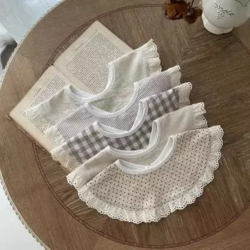 1 шт. детский нагрудник для девочек, японское простое кружевное полотенце с рюшами и цветочным принтом для новорожденных девочек, мягкая хлопковая одежда для малышей от отрыжки