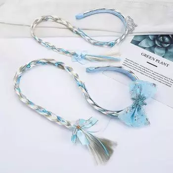 1 шт. Детский парик, повязка на голову в виде косы принцессы, для девочек, женщин, корона, снежинка, бант, милые кавайные аксессуары для волос