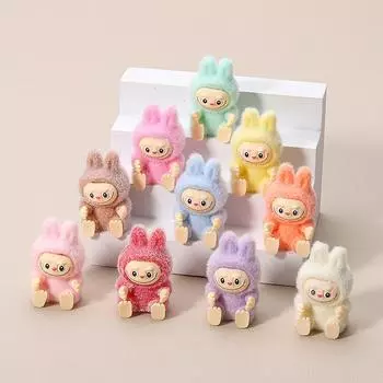 1 шт. детский подарок мини сидящая кукла лабубу флокированная виниловая детская подвеска аксессуары украшения настольное украшение коллекционная игрушка