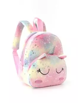 1 шт. детский рюкзак с плюшевым принтом единорога, подходит для девочек, студентов, путешествий на открытом воздухе, школы, праздничных подарков