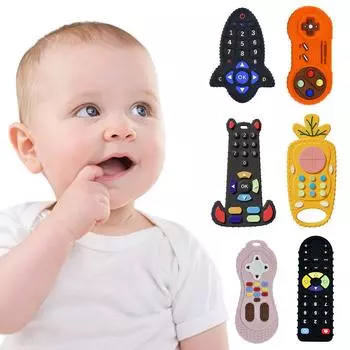 1 шт., детский силиконовый прорезыватель для зубов, игрушка с дистанционным управлением, прорезыватель для зубов, игрушка для снятия боли в деснах, детская сенсорная обучающая игрушка 1