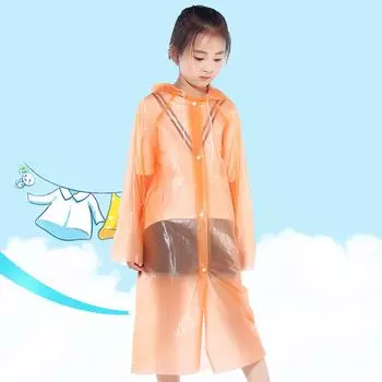 1 шт., детский утепленный одноразовый плащ с капюшоном, детское пончо на пуговицах, водонепроницаемый материал PEVA, портативная уличная дождевик CHINA