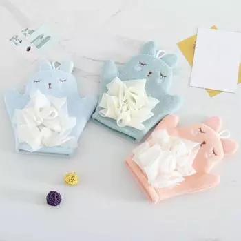 1 шт., детское банное полотенце, висит, мягкое, удобное, в мультяшной форме, скраб для тела, скраб для тела, полиэтиленовый материал, отшелушивающая рукавица для ванны, скраб для тела, аксессуары для купания светло-розовый