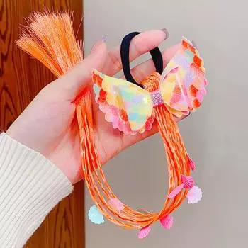 1 шт. Девочки Цветной бант Парики Хвост Милые Повязки Резинки Красота Повязки для волос Головной убор Детские аксессуары для волос Украшение для волос
