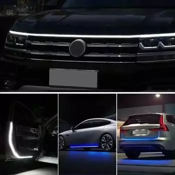 1 шт. Динамическая светодиодная полоса для автомобильного капота, универсальная направляющая для капота двигателя, декоративная световая полоса, автомобильные фары, дневные ходовые огни 120cm белый