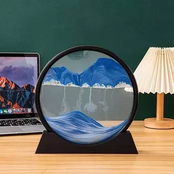 1 шт. Динамичное песочное искусство в стеклянной рамке, 3D-дизайн песочных часов с волнами океана, креативный декор для дома и офиса, уникальный подарок на праздник и день рождения