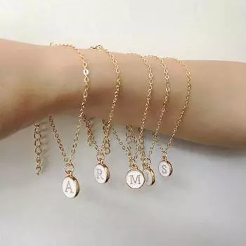 1 шт. Дисковый Шарм Простая Круглая Буква Модный Сплав Универсальный Ювелирный Подарок На День Рождения Браслет