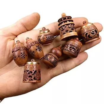 1 шт. Диспенсер для эфирных масел в форме пагоды, полые резные тыквенные фонари, деревянные винтажные подвески-шармы с открывающейся крышкой