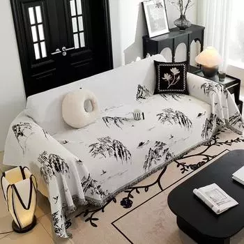 1 шт., диванное полотенце с принтом пейзажной живописи, нескользящая подушка для дивана, универсальное одеяло для всех сезонов, украшение для дома 1seat 180x130cm