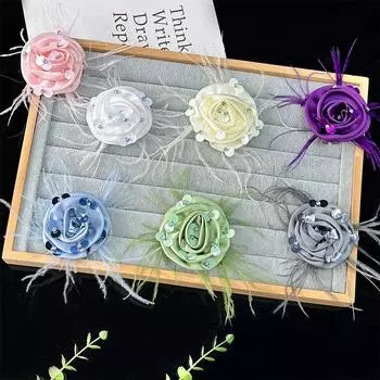1 шт. DIY Advanced Feeling Add Diamonds Performance Decorations Breast Flower Temperament Feather Flower Accessories Sequin