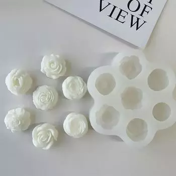 1 шт. DIY Ароматическая свеча Цветок Пион Роза Силиконовая форма 7 в 1 Смола Капельный гель Украшения Форма Ручная работа Мыловарение