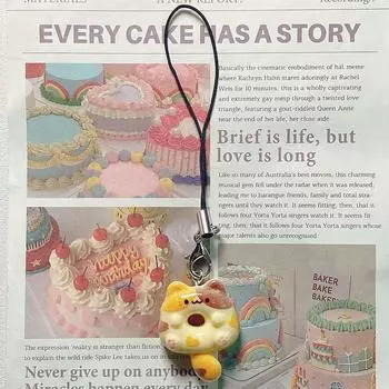 1 шт. DIY аксессуары Кошка Печенье Телефон Подвеска Ремешок Мягкий Kawaii Котенок Пара Брелок Подвеска Милый Шнурок Брелок A1
