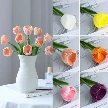 1 шт. DIY цветочная композиция искусственный цветок шелковый тюльпан искусственный цветок ПУ домашний свадебный декор