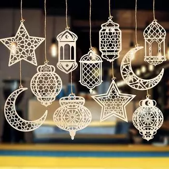 1 шт. DIY Ид аль-Фитр кулон украшение творческий дом деревянный ремесло праздник настольный подарок