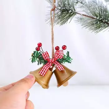 1 шт. DIY кулон бантом двойной труба колокол Рождественская елка висячие рождественские украшения падение украшения