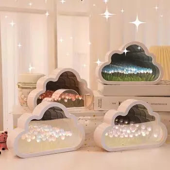 1 шт. DIY ночник зеркало настольные лампы украшения декор форма облака тюльпан лампа подарок ручной работы