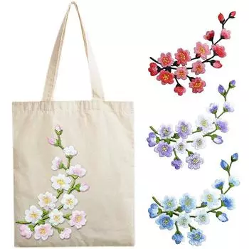 1 шт. DIY Одежда Джинсы Пальто Аксессуары Цветы Вишни Нашивки Аппликация Утюгом Цветочная Нашивка