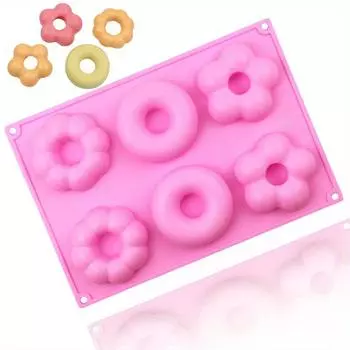 1 шт. DIY принадлежности для выпечки 6 пончиков в форме цветка силиконовая форма для шоколада круглый хлеб розовый