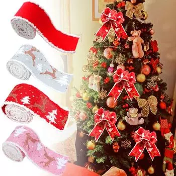 1 шт. DIY Рождественская лента бархатная лента тканая лента мохнатый край лента венок и бант
