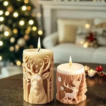 1 шт. DIY рождественские подарки ручной работы Рождественская елка резьба шаблон цилиндрическая свеча силиконовая форма