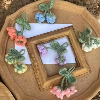 1 шт., DIY украшения, подвески, колокольчик, орхидея, домашний декор, автомобильные подвески, мини-вязаные крючком цветы, ручная вязка белый