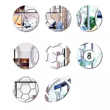 1 шт DIY водонепроницаемые акриловые зеркальные настенные наклейки самоклеящиеся баскетбол футбол регби 30CM