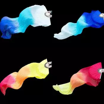 1 шт., длина 150 см, искусственный шелк, танец живота, веер, танцовщица, практика, градиент цвета, танцевальный реквизит Right