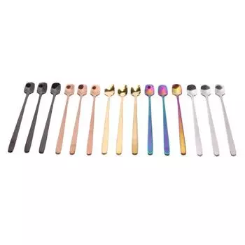 1 шт. Длинная ручка квадратная ложка для кофе нержавеющая сталь цветные ложки для льда серебряный