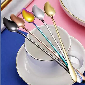 1 шт. Длинная ручка ложка для смешивания кофе из нержавеющей стали креативная ложка для размешивания манго десертный сок чайная ложка кухонная посуда