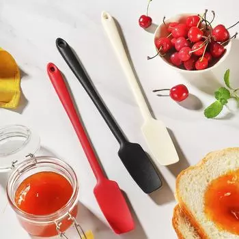 1 шт. Длинная ручка резиновая лопатка антипригарная силиконовая баночка шпатель нержавеющая сталь сердечник термостойкий силиконовый скребок для выпечки красный