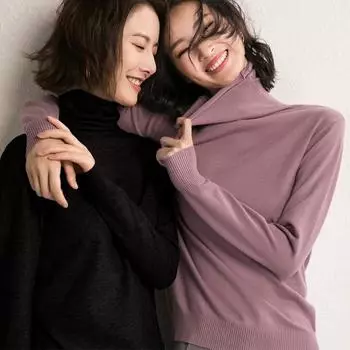 1 шт. длинный рукав тонкий джемпер женский зимний теплый водолазка свитера пуловер вязаные топы L белый