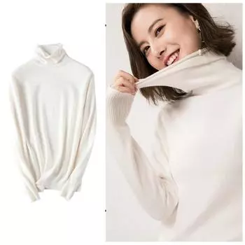 1 шт. длинный рукав тонкий джемпер женский зимний теплый водолазка свитера пуловер вязаные топы M
