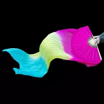 1 шт. длинный танцевальный реквизит имитация шелка танцовщица практика 150 см длина градиентный цвет веер для танца живота 1.5m