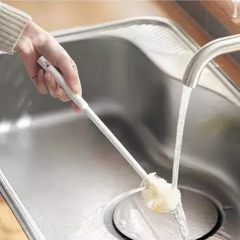1 шт. для бутылок, кружек, чистящий инструмент, многофункциональная щетка для чистки, бытовая щетка для воды, специальная щетка для чистки, щетка для тщательной очистки чашек, длинная ручка белый