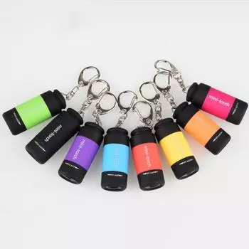 1 шт., для занятий спортом на открытом воздухе, для кемпинга, водонепроницаемый мини-светодиодный светильник, USB-перезаряжаемый фонарик, карманный брелок, USB-перезаряжаемый карманный брелок, фонарик зелёный