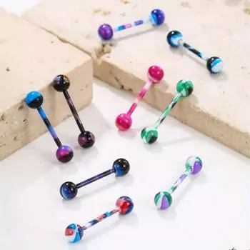 1 шт., дофамин, конфетный язык, цвет ногтей, краска для выпечки, спрей, полосатый, с двойной головкой, круглый шар, гантели, украшения для языка S0557-style01