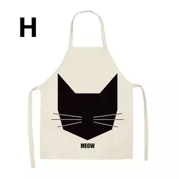 1 шт., домашние хлопковые льняные фартуки без рукавов с принтом кота, кухонный фартук, забавная одежда для чистки H-S