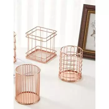 1 шт., домашний стол, канцелярские принадлежности розового золота, декор, ручка, держатель для карандашей, контейнер-органайзер, кисти для макияжа, аксессуары для хранения на столе золотой