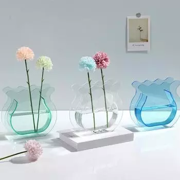1 шт., домашняя цветная полупрозрачная акриловая ваза для цветов, двойного назначения, ваза для аквариума, контейнер для цветочной композиции